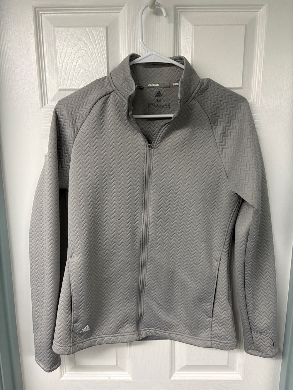 adidas Women's Gray Quilted Full-Zip Jacket size MED
